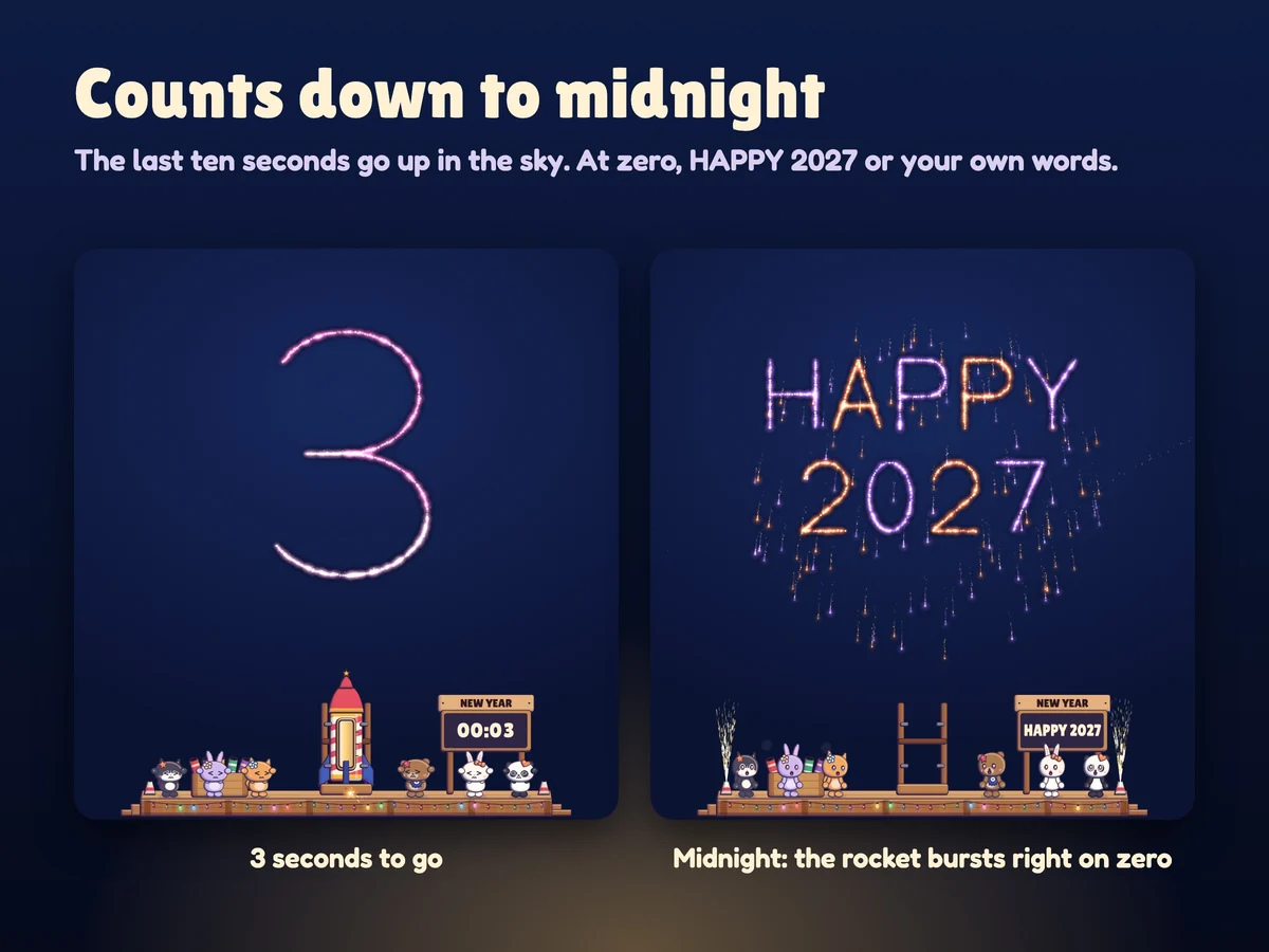 A New Year countdown that bursts right at midnight