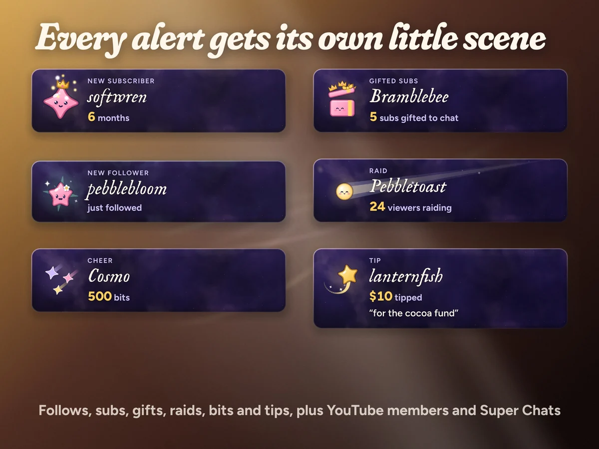 Every alert gets its own little scene