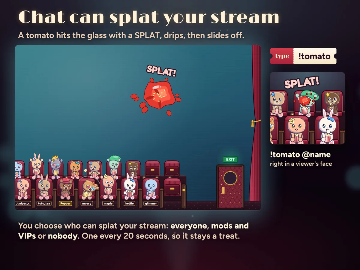 A tomato splats your stream, then slides off