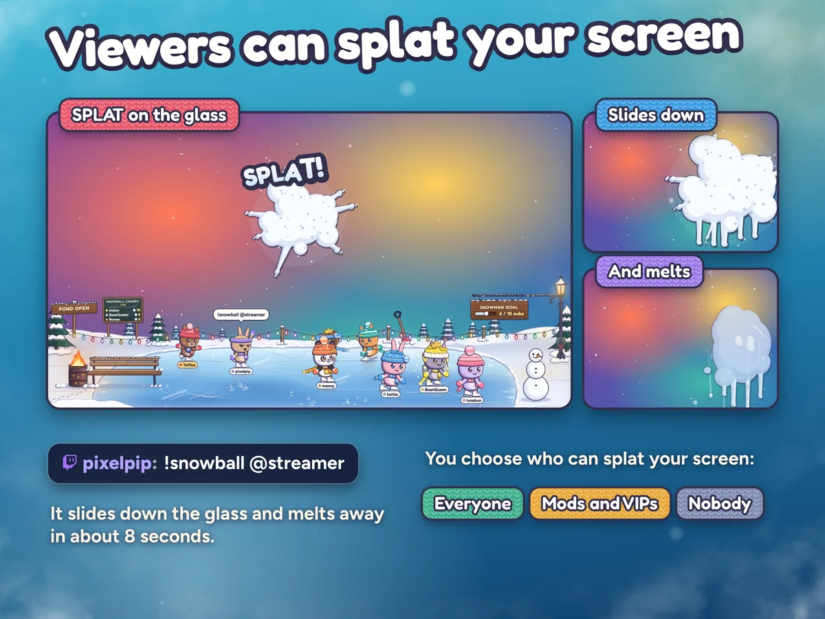 Viewers can splat your screen; the snow slides down and melts