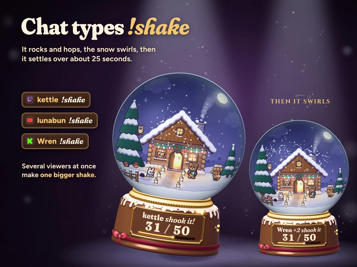 Chat types !shake and the snow swirls