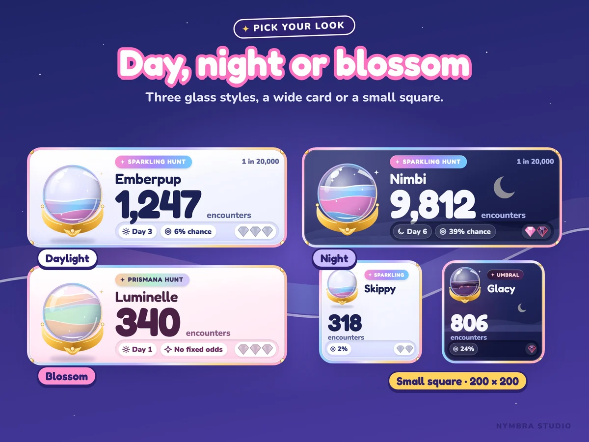 Daylight, night and blossom cards