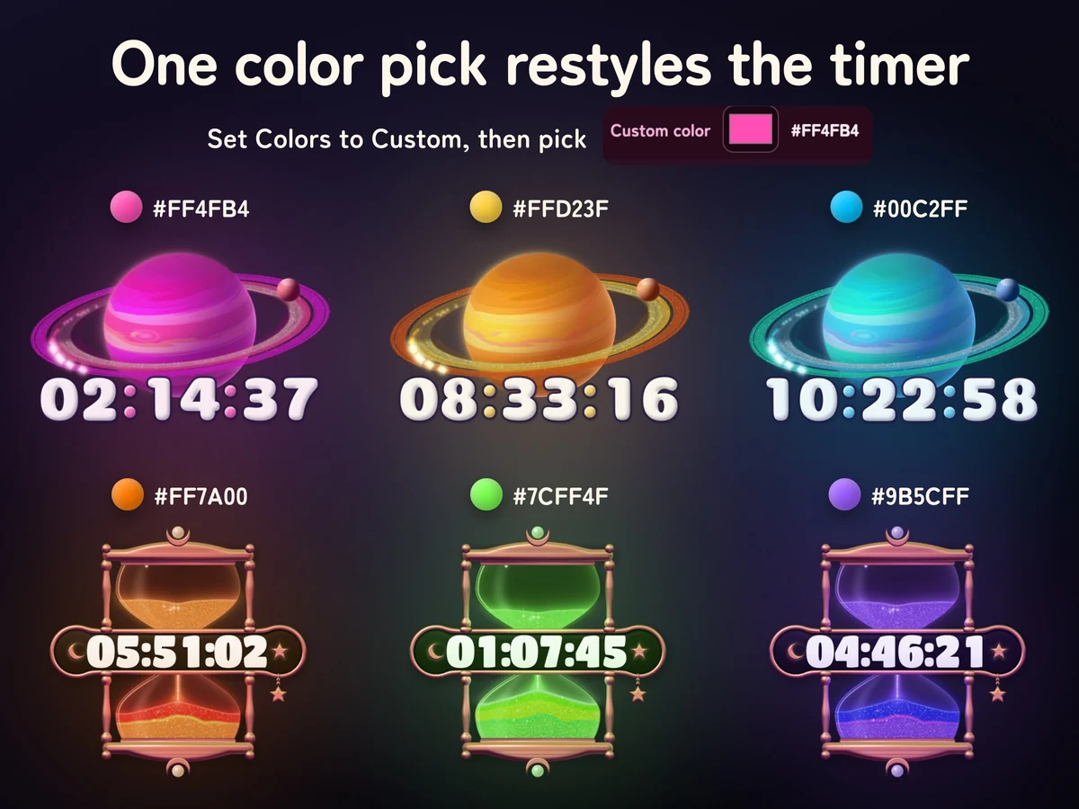 One color pick builds the whole timer