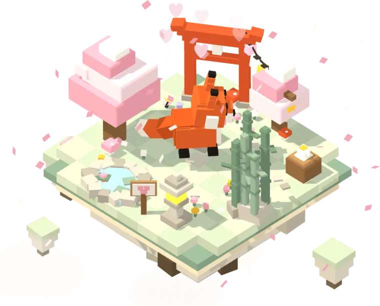 A fox on the Sakura shrine island, mid-wiggle